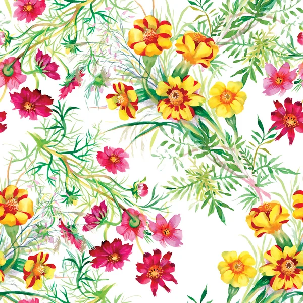 野生の花のシームレスなパターン — ストックベクタ