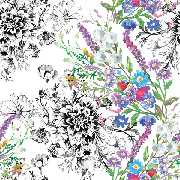 Jardín de verano flores florecientes — Vector de stock