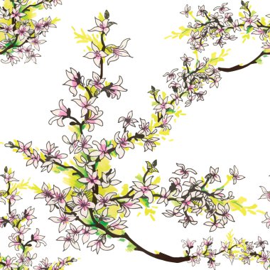 çiçek açan ağaç dal desen