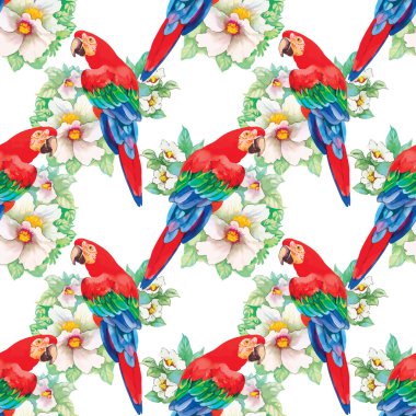 Çiçek bahçesinde kuşlar