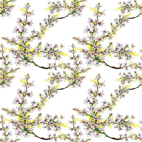 Motif de brindilles d'arbre en fleurs — Image vectorielle