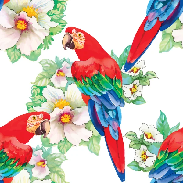 Fåglar i blommande trädgård — Stock vektor