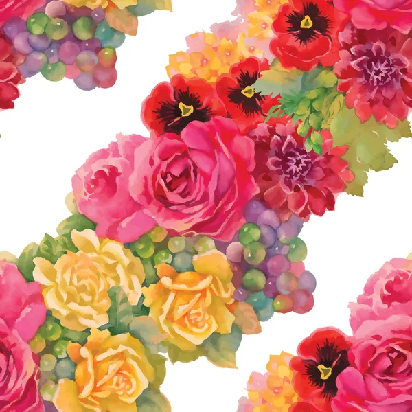 Цветущие цветы и спелый виноград — стоковый вектор