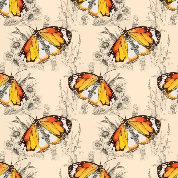 Suluboya kelebekler desen