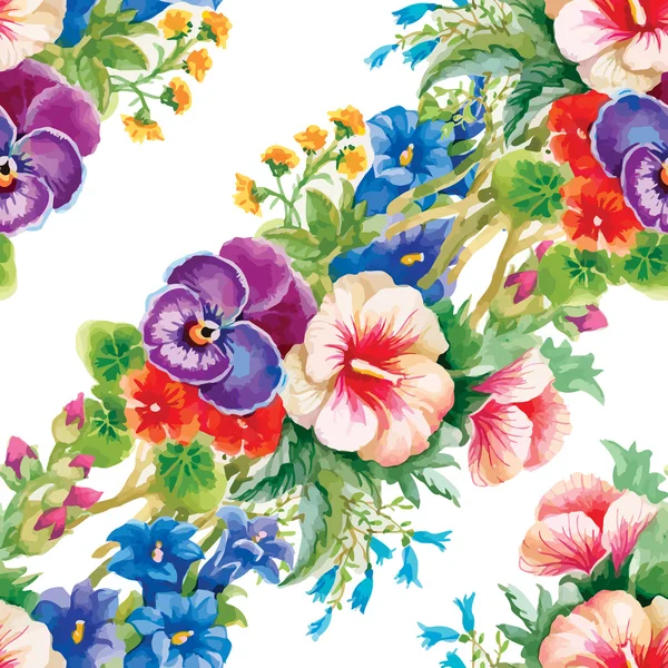 Луг с цветущими цветами — стоковый вектор