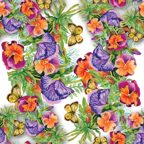 花和蝴蝶的图案 — 图库矢量图片