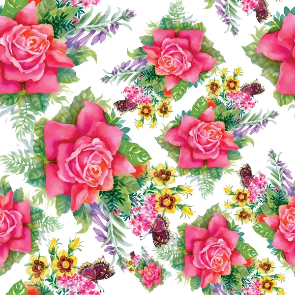 Roses d'été fleurs — Image vectorielle