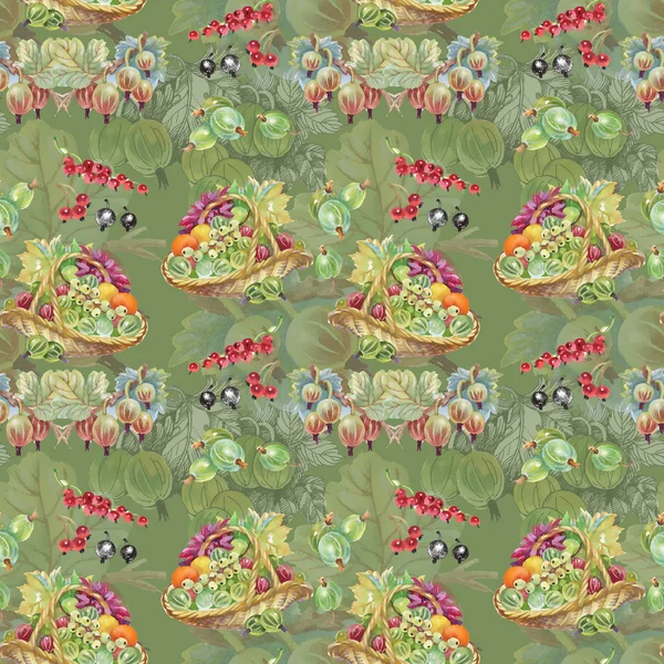 Ripe currant and gooseberries  pattern — Stock Photo, Image