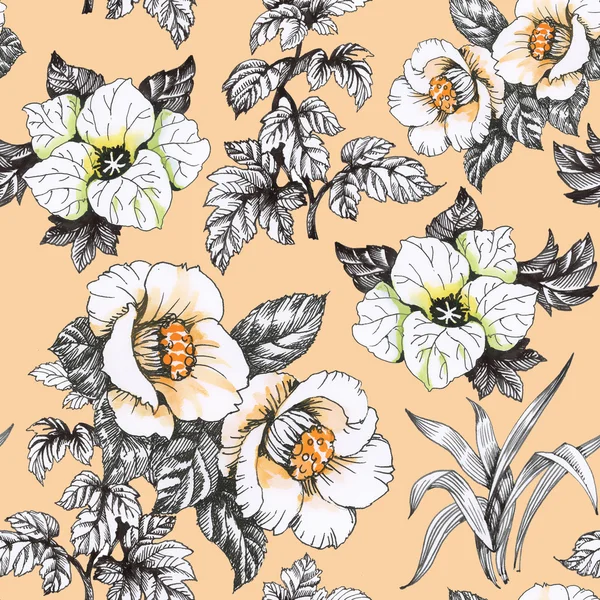 Summer garden blooming flowers