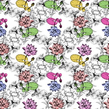 Nilüfer çiçekleri gölet üzerinde