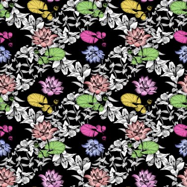 Nilüfer çiçekleri gölet üzerinde