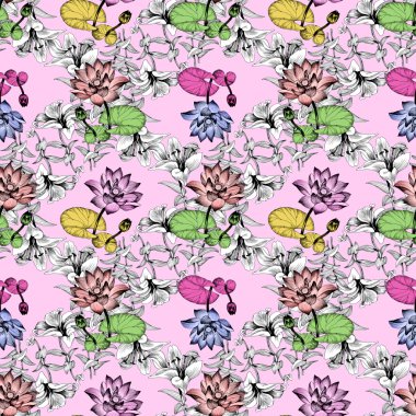 Nilüfer çiçekleri gölet üzerinde