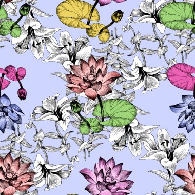 Nilüfer çiçekleri gölet üzerinde