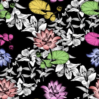 Nilüfer çiçekleri gölet üzerinde