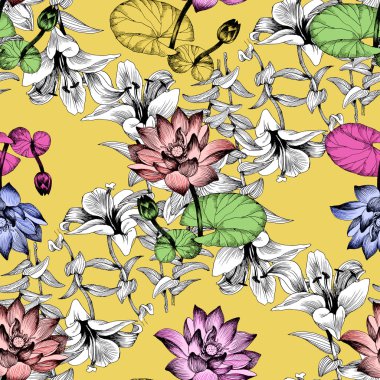 Nilüfer çiçekleri gölet üzerinde