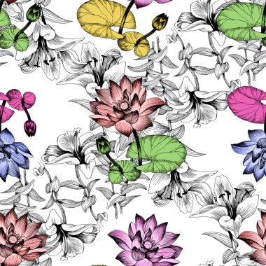 Nilüfer çiçekleri gölet üzerinde