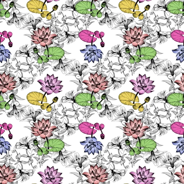 Nilüfer çiçekleri gölet üzerinde