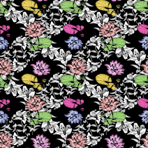 Nilüfer çiçekleri gölet üzerinde