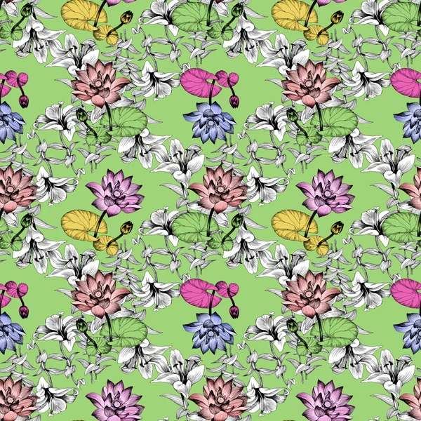 Nilüfer çiçekleri gölet üzerinde