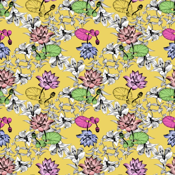 Nilüfer çiçekleri gölet üzerinde