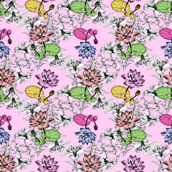 Nilüfer çiçekleri gölet üzerinde