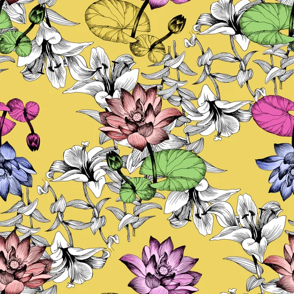 Nilüfer çiçekleri gölet üzerinde