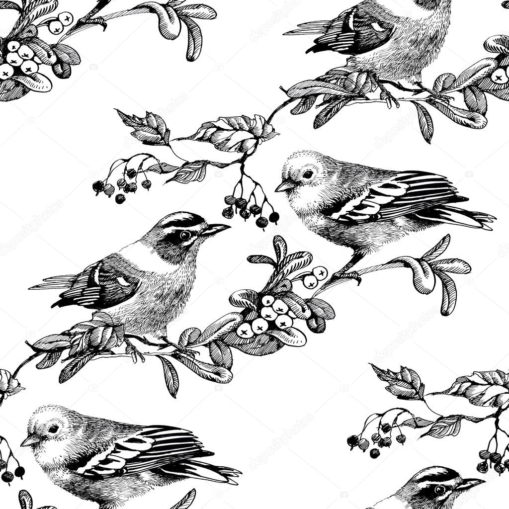 Seamless pattern with birds