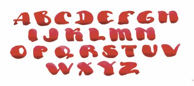 Suluboya el çekilmiş alfabe. Vektör çizim. Harfler boyalı fırça.