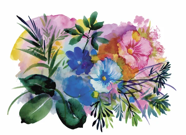 Aquarel bloemen in klassieke stijl op een witte achtergrond — Stockvector