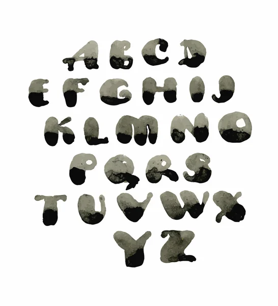수채화 손으로 그려진된 알파벳입니다. 벡터 일러스트입니다. 편지를 페인트 브러시. — 스톡 벡터