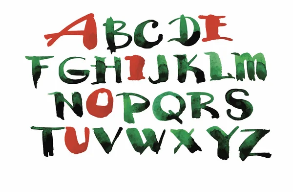 Aquarela alfabeto desenhado à mão. Ilustração vetorial. Escova letras pintadas . —  Vetores de Stock