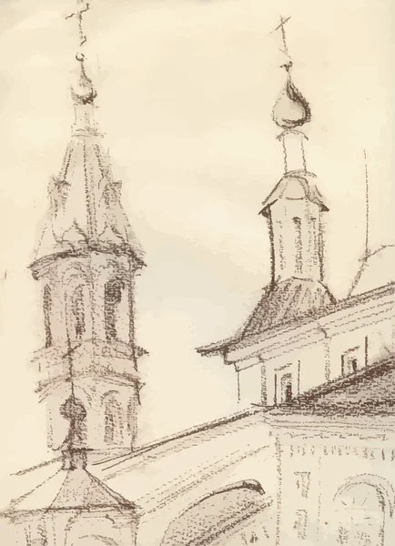 Ескіз старої церкви — стоковий вектор