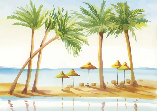 Palm steeg aquarel — Stockvector