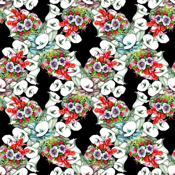 Floral calla seamless pattern — Stock Photo, Image