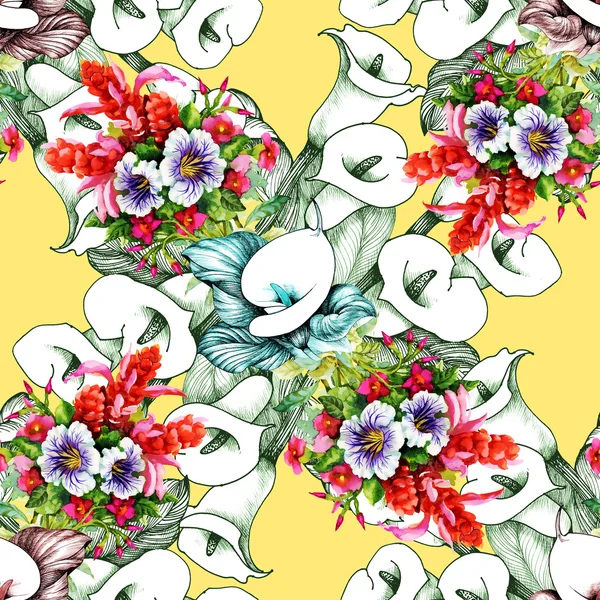 Floral calla seamless pattern — Stock Photo, Image