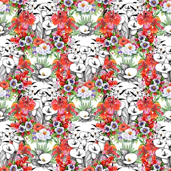Floral calla naadloze patroon — Stockfoto