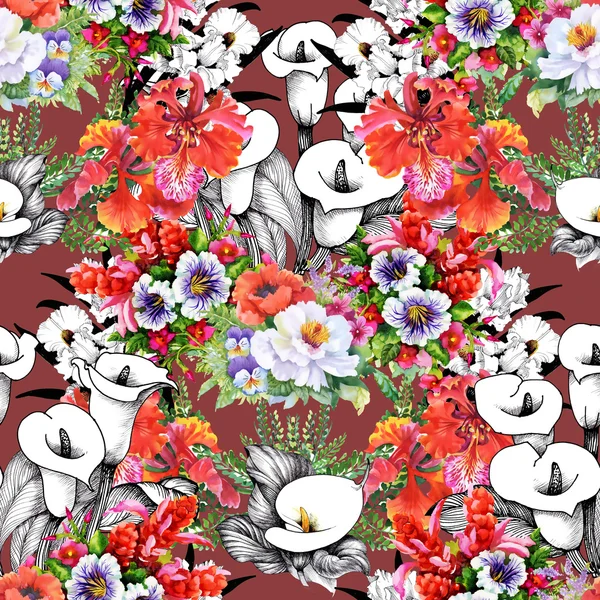 Floral calla seamless pattern — Stock Photo, Image