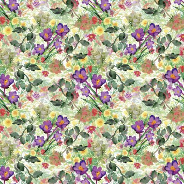 Güllerle suluboya kusursuz desen. Web sayfaları için arka plan, düğün davetiyeleri, tarih kartlarını kaydet.