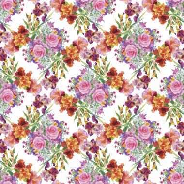 Güllerle suluboya kusursuz desen. Web sayfaları için arka plan, düğün davetiyeleri, tarih kartlarını kaydet.