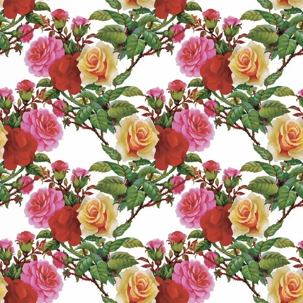 Akvarell sömlöst mönster med rosor. Bakgrund för webbsidor, bröllop inbjudningar, spara datumkort. — Stock vektor