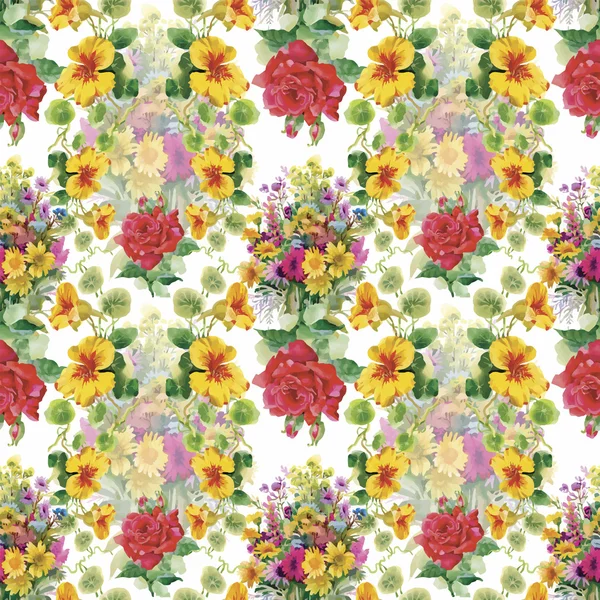 Aquarell nahtloses Muster mit Rosen. Hintergrund für Webseiten, Hochzeitseinladungen, Speichern der Datumskarten. — Stockvektor