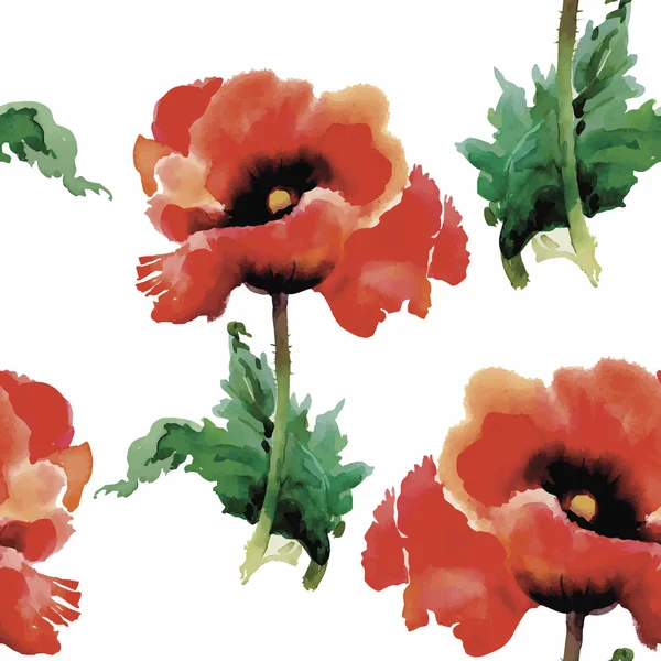 Akvarell illusztráció tulipán virágok, zökkenőmentes minta — Stock Vector