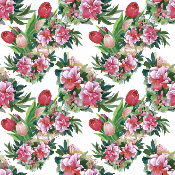 Illustration aquarelle de fleurs de tulipes, motif sans couture — Image vectorielle