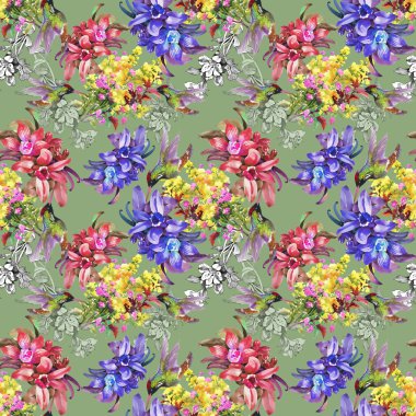 tropikal kuşlar ve egzotik çiçekler