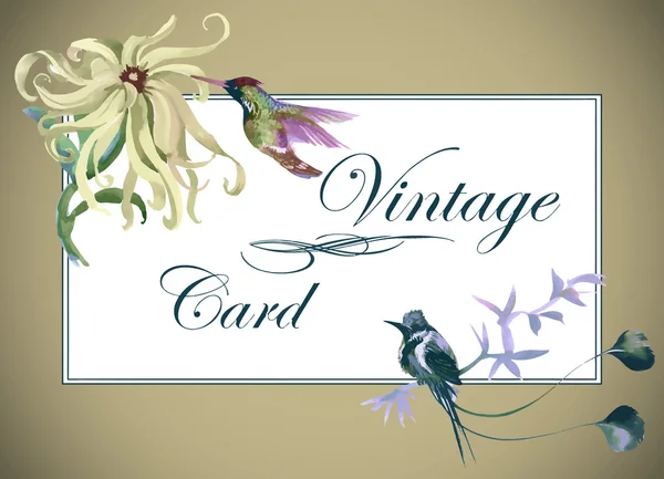 Tarjeta de felicitación con flores, acuarela, se puede utilizar como tarjeta de invitación para la boda, cumpleaños y otras vacaciones . — Archivo Imágenes Vectoriales