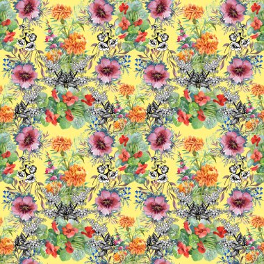 Nilüferler ve kadife çiçeği çiçek.