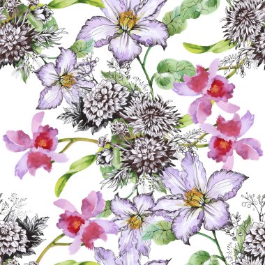 Desen renkli Bahçe çiçekli