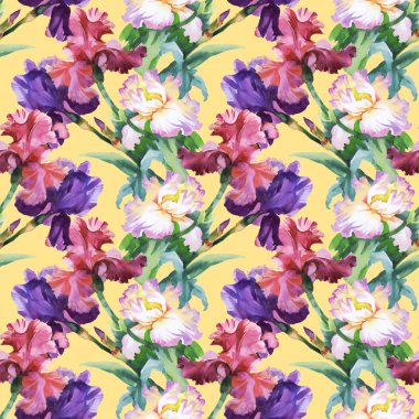 Desen renkli Iris çiçekli