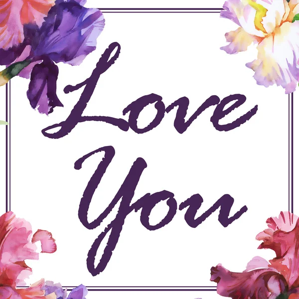 Blühende Blumen und liebe deine Botschaft — Stockfoto