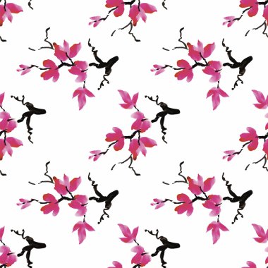 güzel çiçekler ile Seamless Modeli suluboya resim